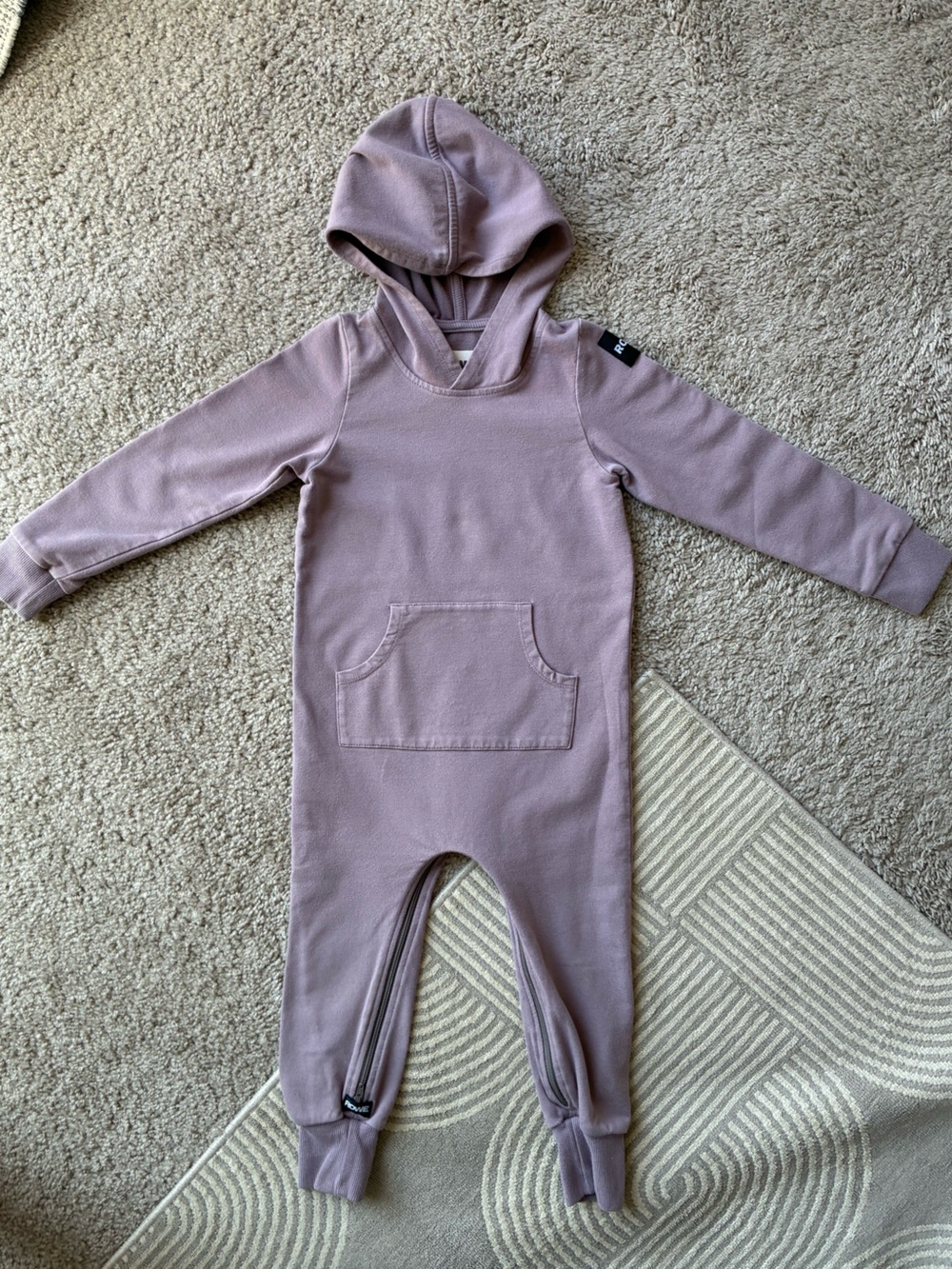 Rowe Mauve Hooded Footie Romper Made in Canada
